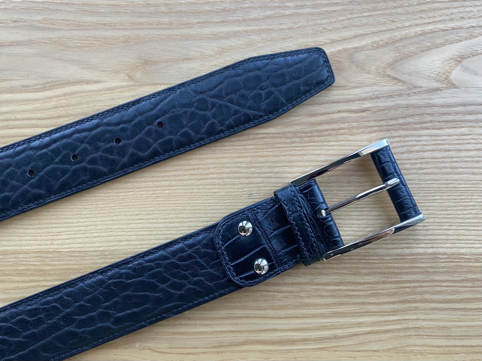 Ремінь з матової шкіри слона і крокодила