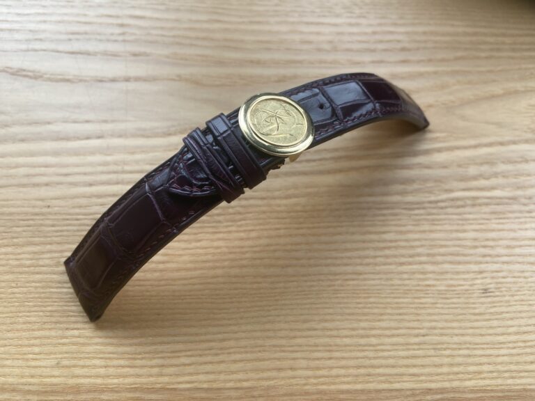 Ремінець для Franck Muller зі шкіри алігатора винного кольору з індивідуальною золотою кліпсою SV