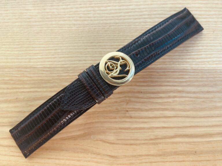 Ремінець для Franck Muller зі шкіри ящірки тегу із золотою кліпсою з монограмою SV