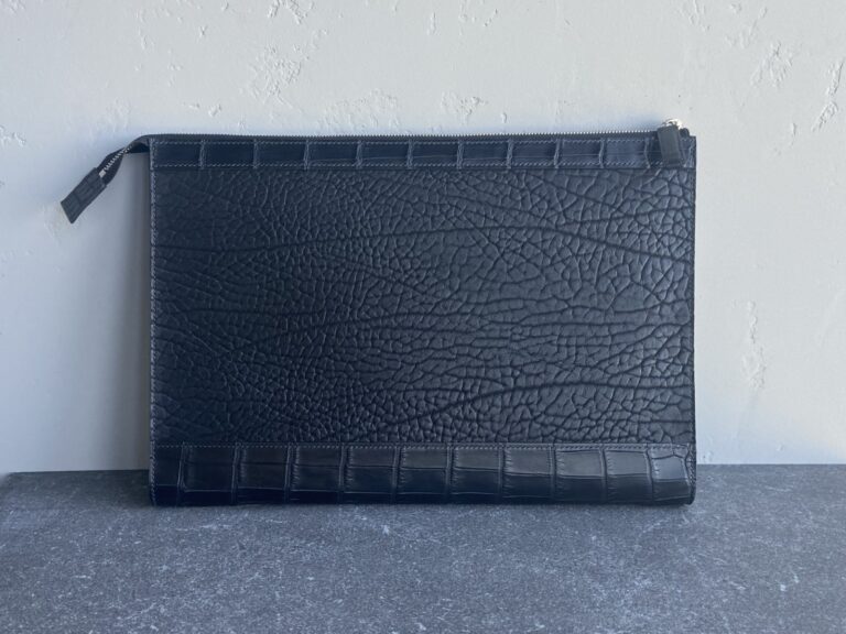 Чохол-папка для лептопа з шкіри буйвола та крокодила, ручна робота